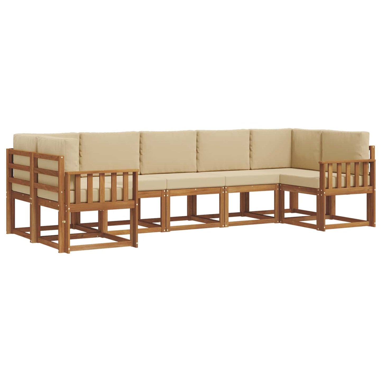 Outdoor-Sofagarnitur mit Kissen 7 pcs Natur und Beige