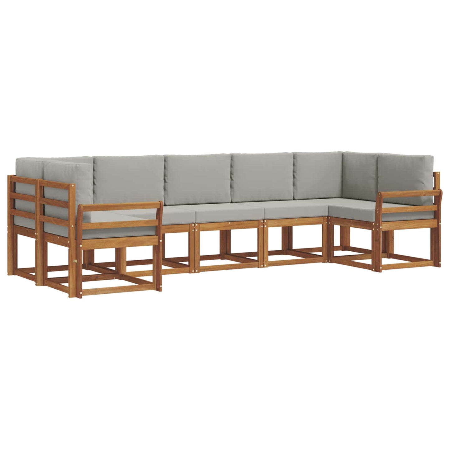 Outdoor-Sofagarnitur mit Kissen 7 pcs Natürlich und Hellgrau