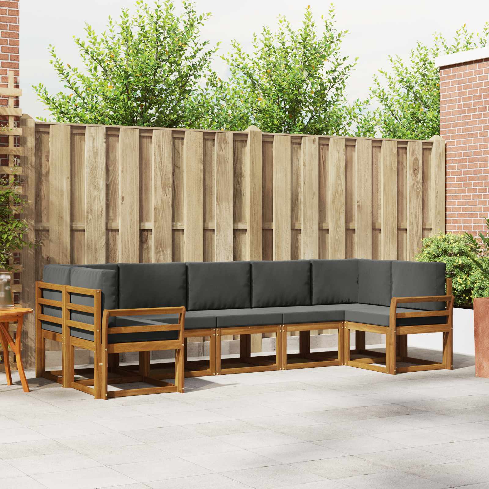 Outdoor-Sofagarnitur 7 stk. Natur und Anthrazit
