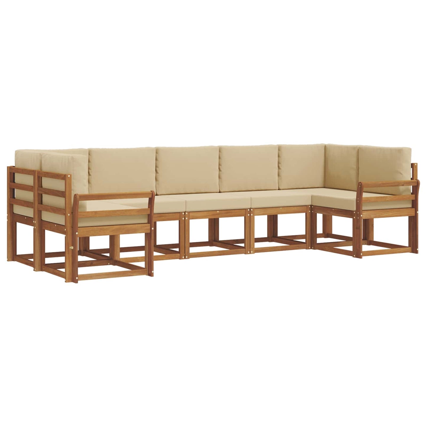 Outdoor-Sofagarnitur mit Kissen 7 pcs Natur und Beige