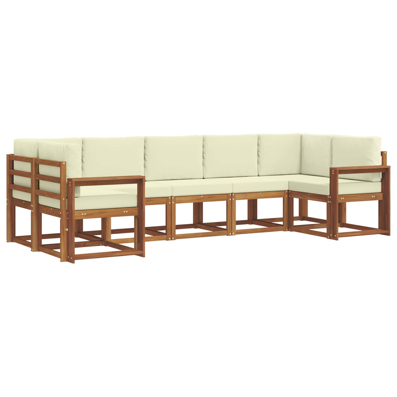 Outdoor-Sofagarnitur 7 stk. Natur und Creme