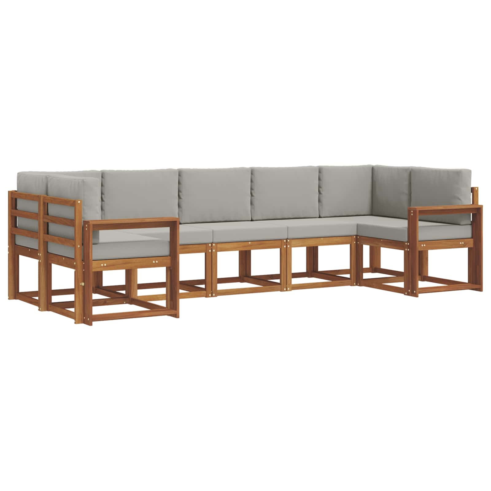 Outdoor-Sofagarnitur mit Kissen 7 pcs Natürlich und Hellgrau
