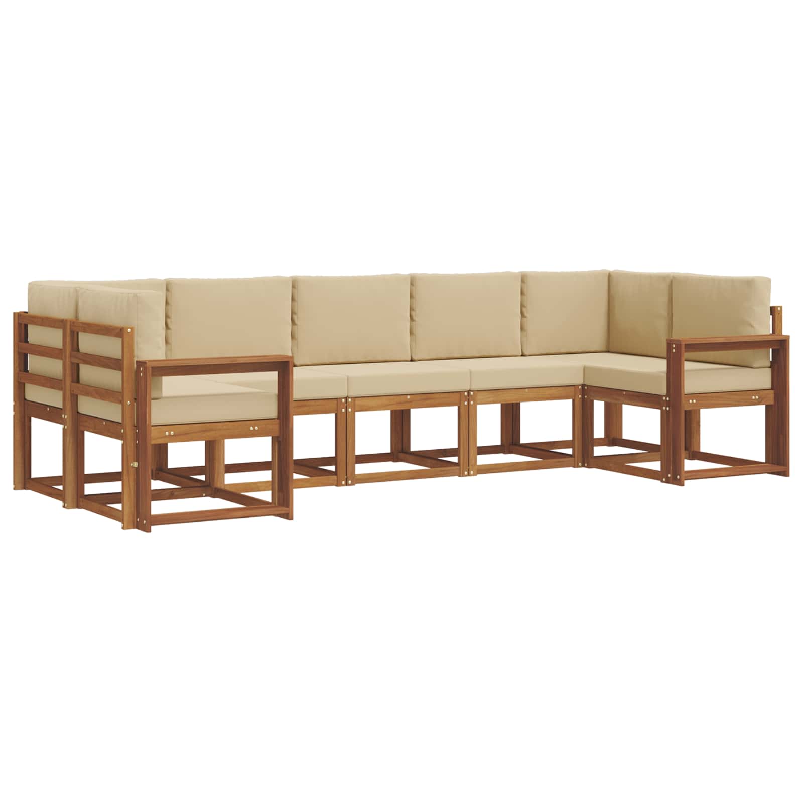 Outdoor-Sofagarnitur mit Kissen 7 pcs Natur und Beige