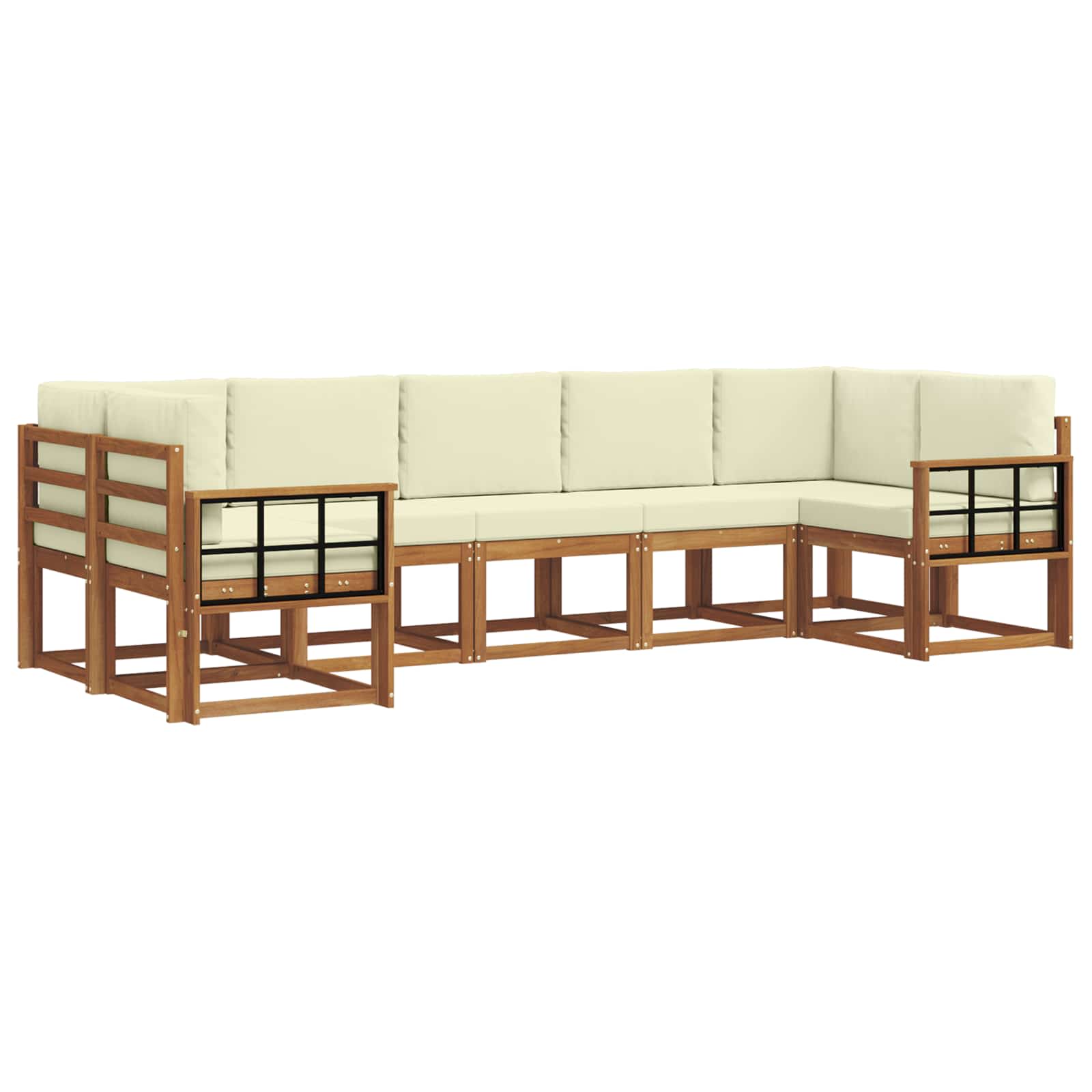 Outdoor-Sofagarnitur 7 stk. Natur und Creme