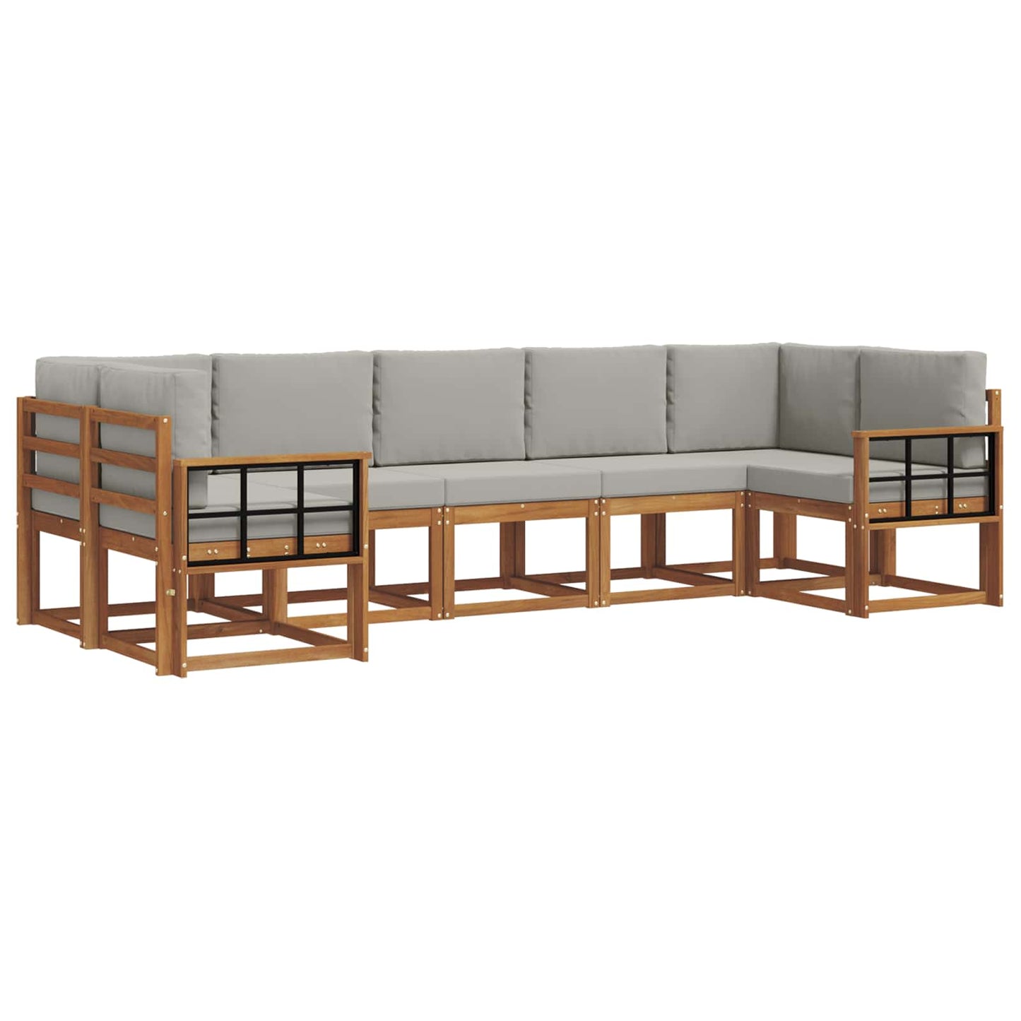 Outdoor-Sofagarnitur mit Kissen 7 pcs Natürlich und Hellgrau