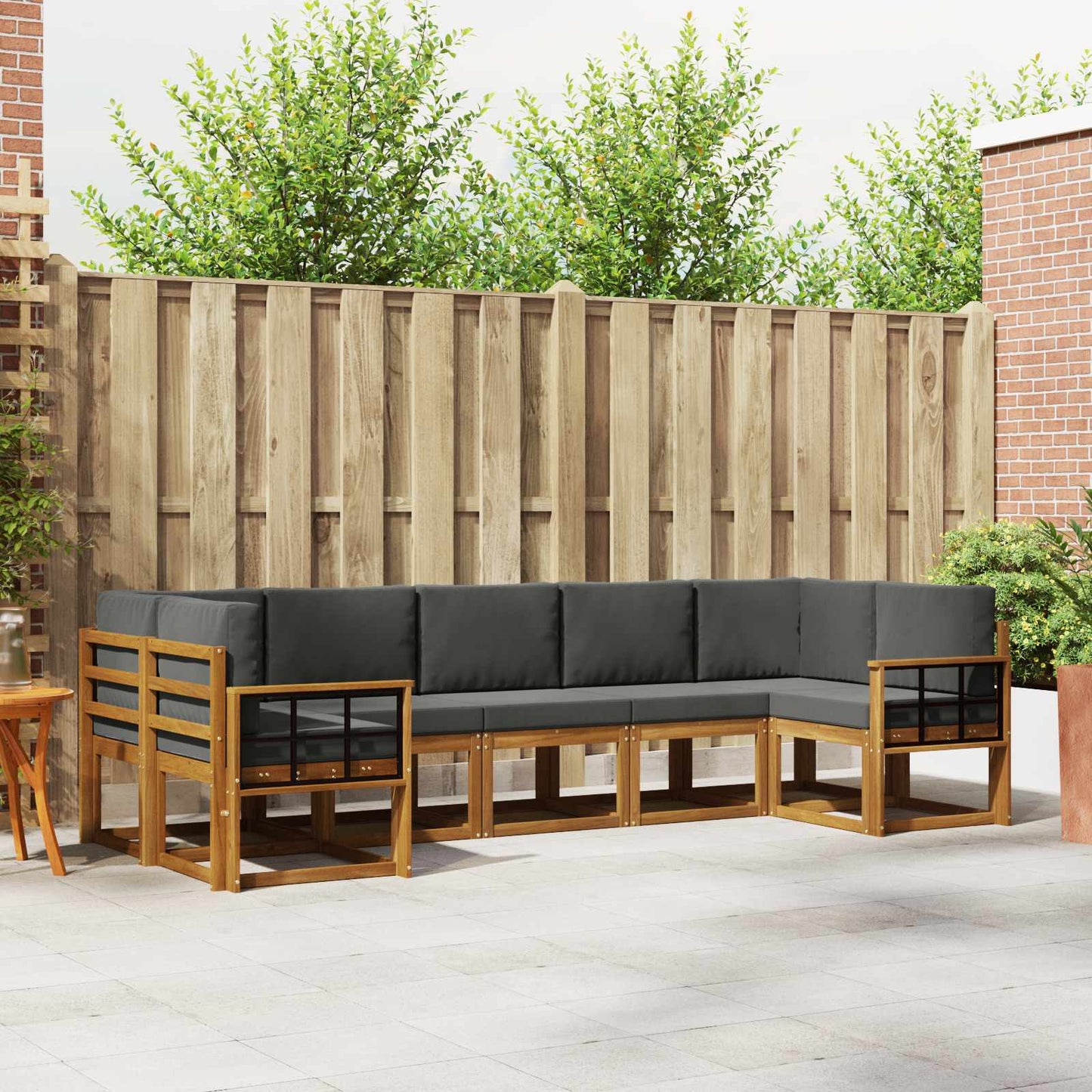 Outdoor-Sofagarnitur 7 stk. Natur und Anthrazit