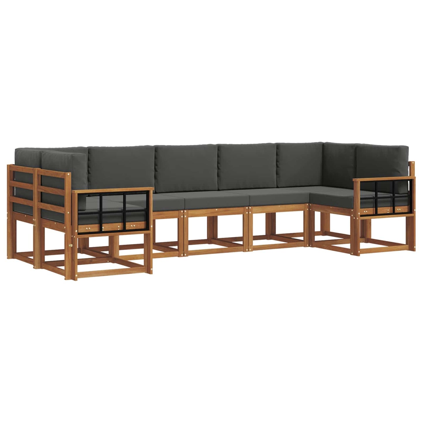 Outdoor-Sofagarnitur 7 stk. Natur und Anthrazit