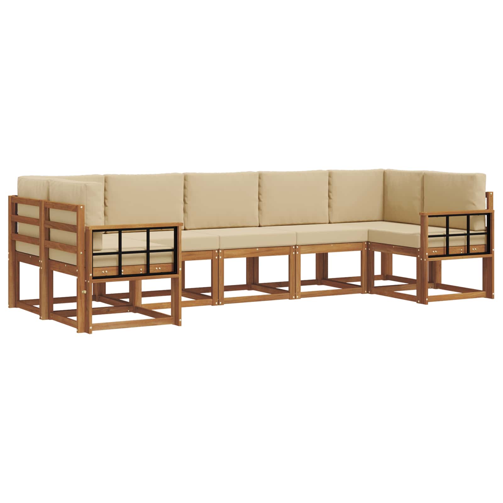 Outdoor-Sofagarnitur mit Kissen 7 pcs Natur und Beige