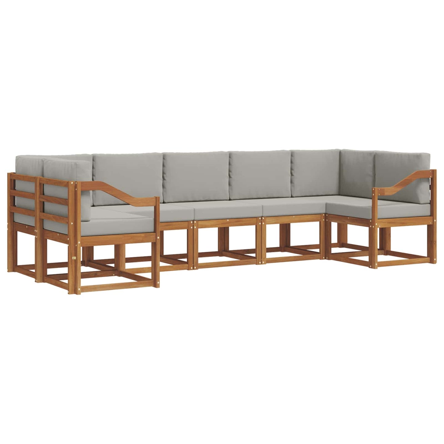 Outdoor-Sofagarnitur mit Kissen 7 pcs Natürlich und Hellgrau