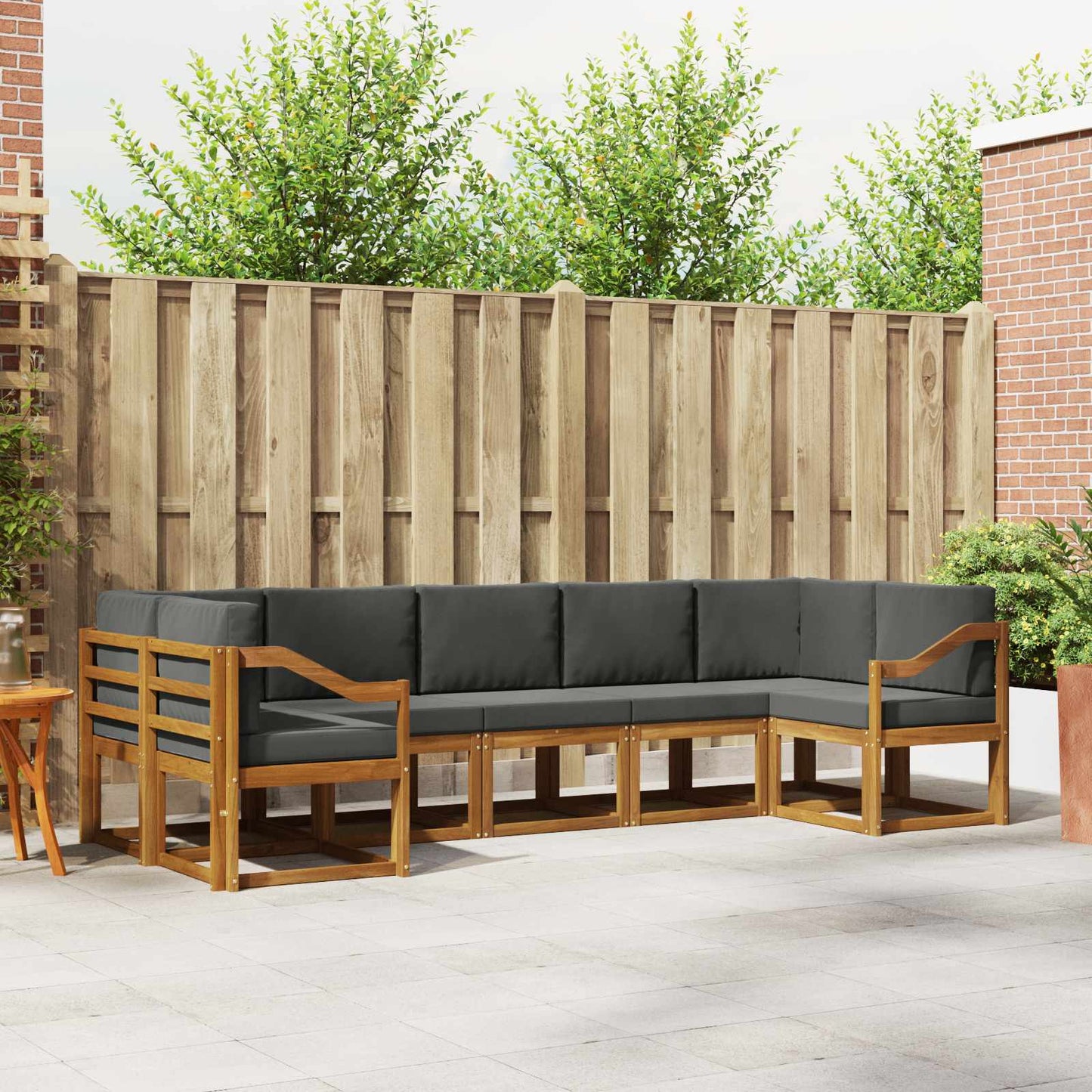 Outdoor-Sofagarnitur 7 stk. Natur und Anthrazit