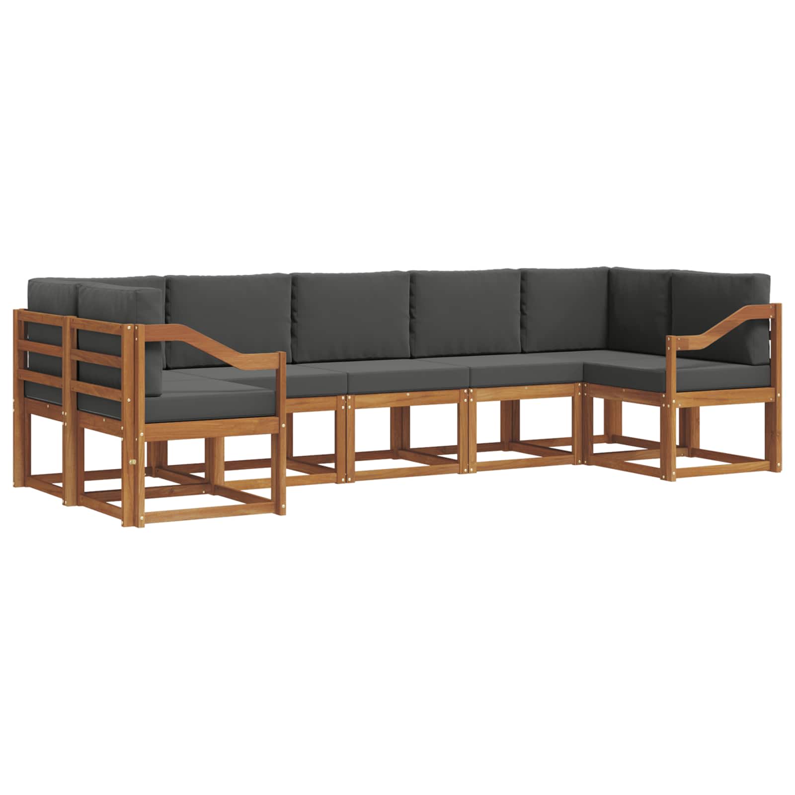 Outdoor-Sofagarnitur 7 stk. Natur und Anthrazit