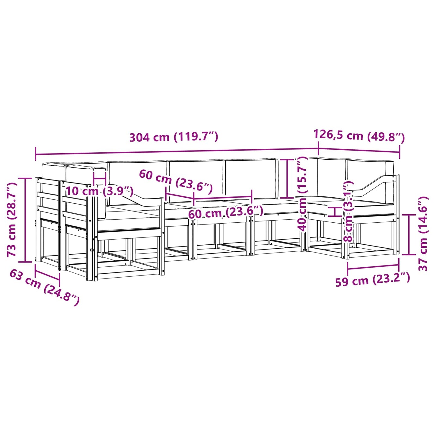 Outdoor-Sofagarnitur 7 stk. Natur und Anthrazit