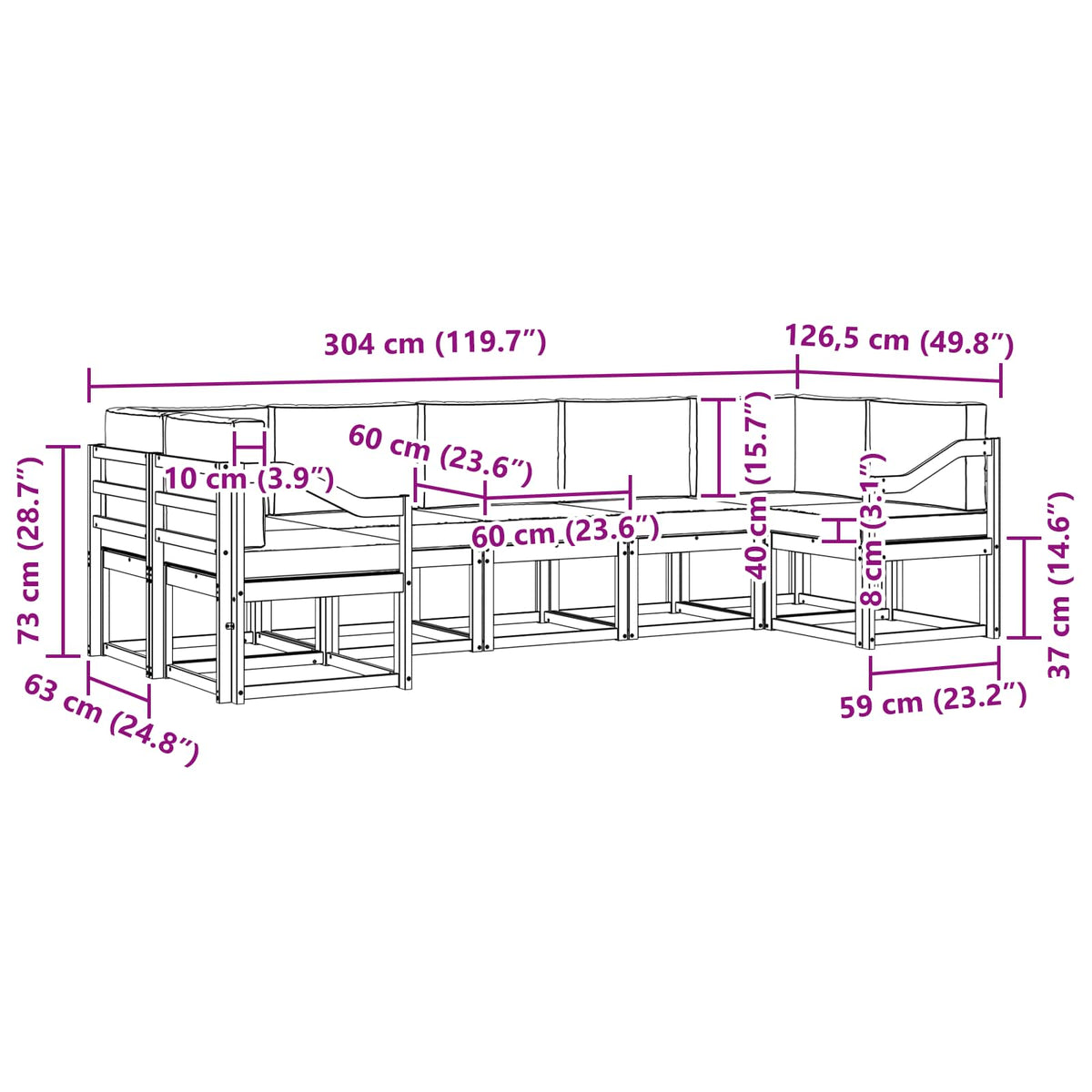Outdoor-Sofagarnitur 7 stk. Natur und Anthrazit