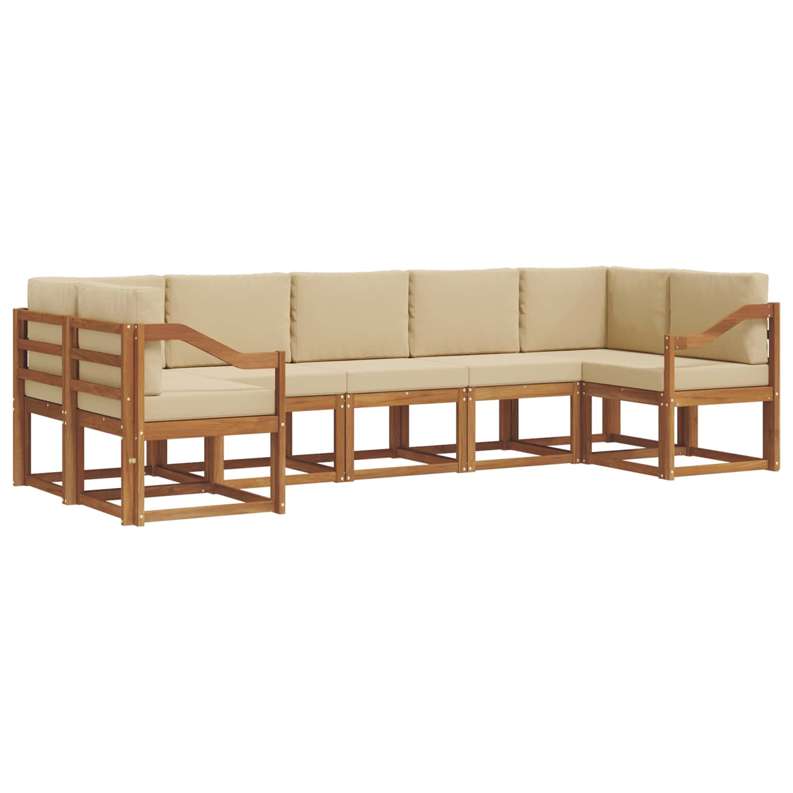 Outdoor-Sofagarnitur mit Kissen 7 pcs Natur und Beige