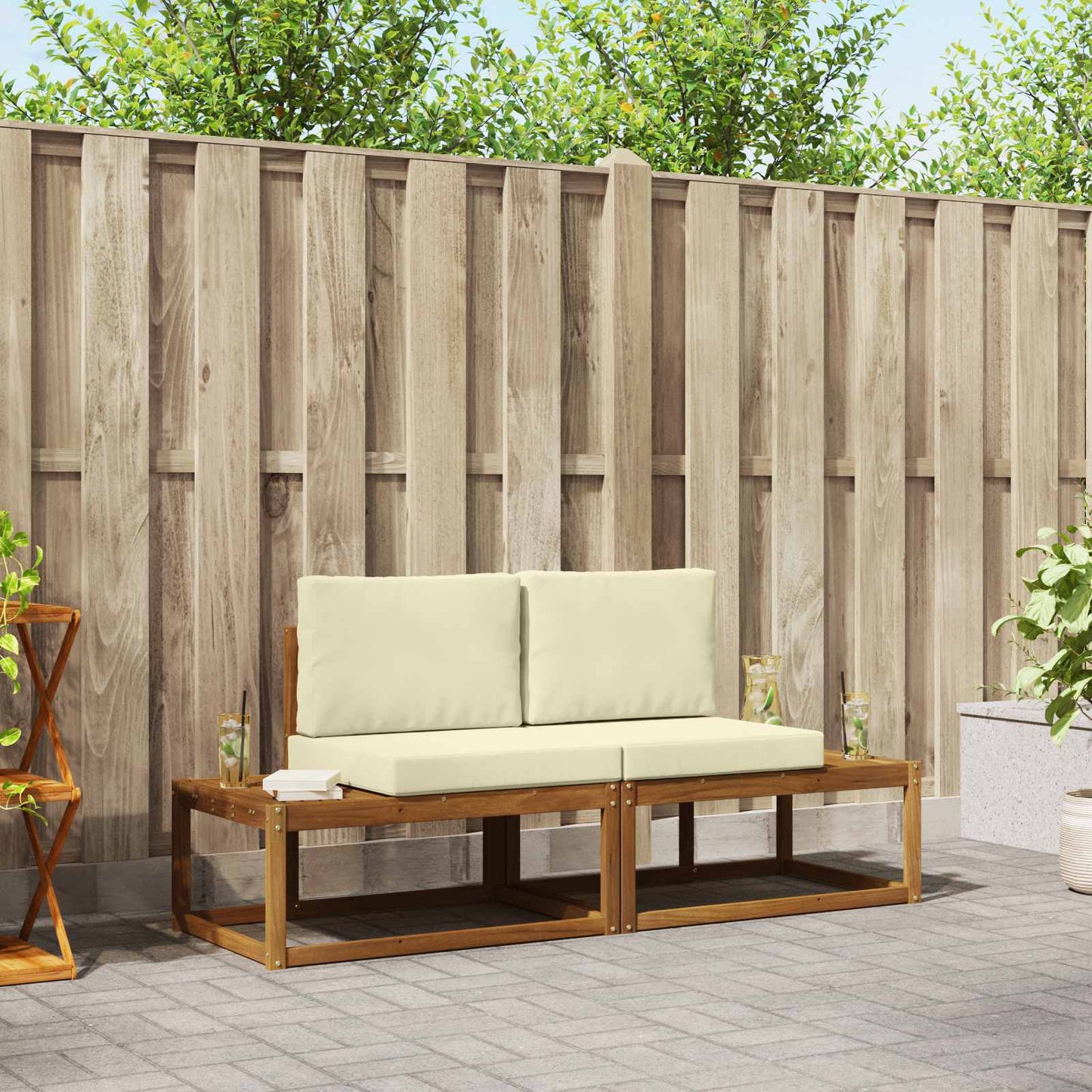 Outdoor-Sofagarnitur 2 stk. Natur