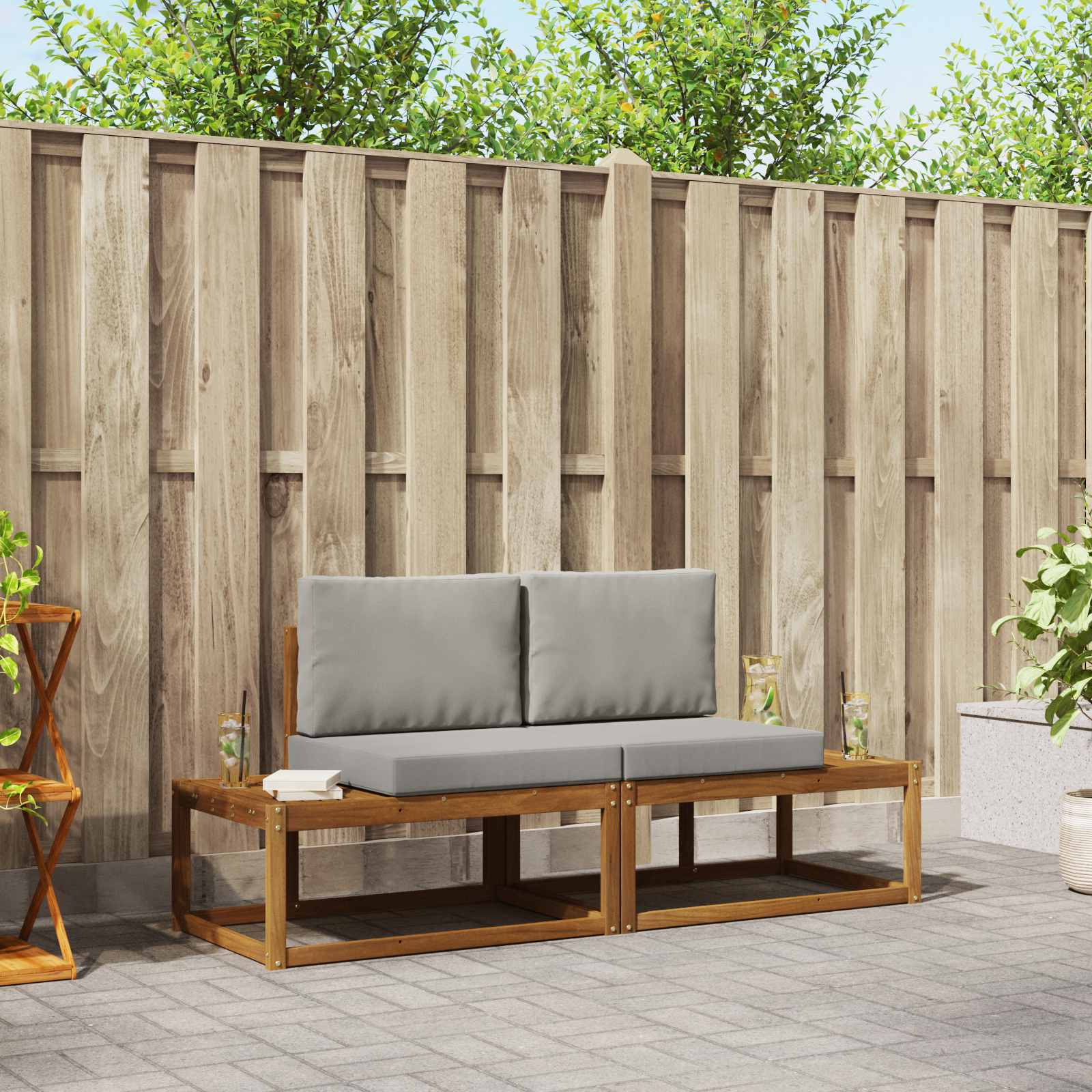 Outdoor-Sofagarnitur 2 stk. Natur