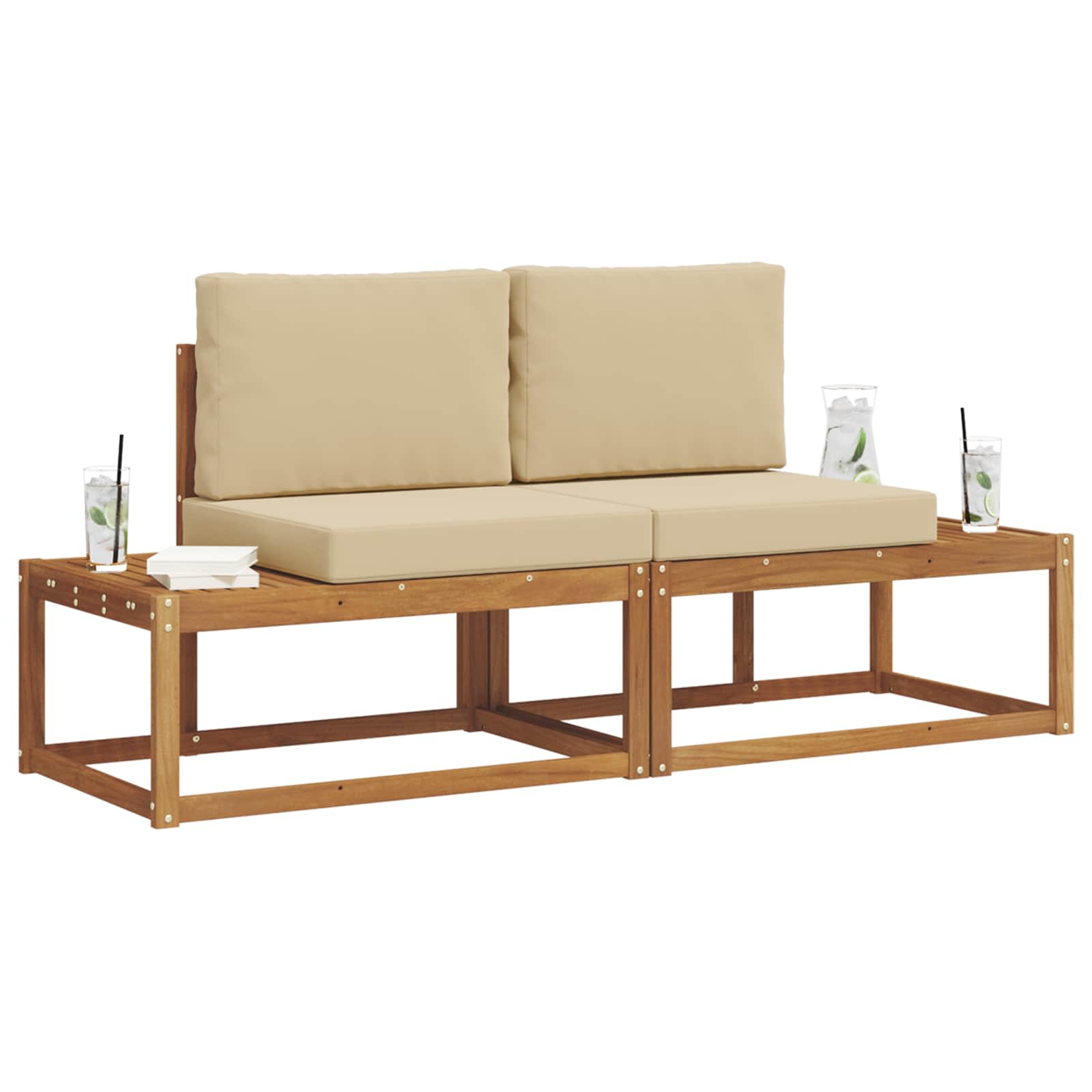 Outdoor-Sofagarnitur 2 stk. Natur