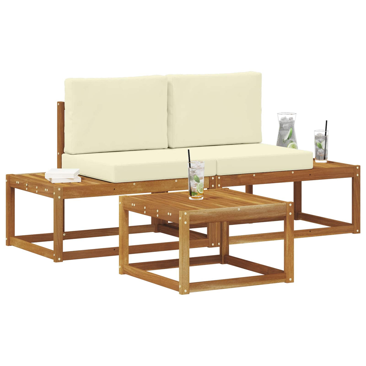 Outdoor-Sofagarnitur 3 stk. Natur