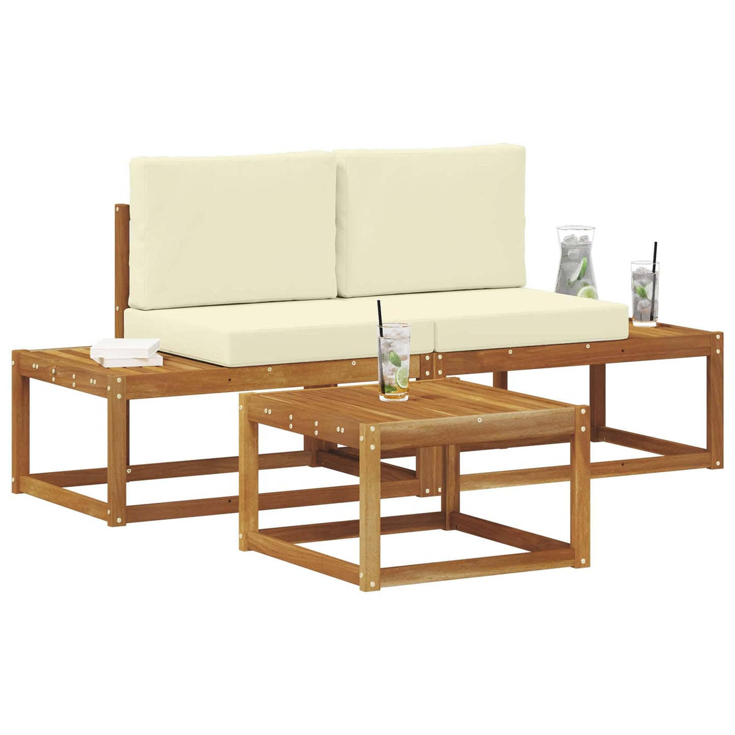 Outdoor-Sofagarnitur 3 stk. Natur