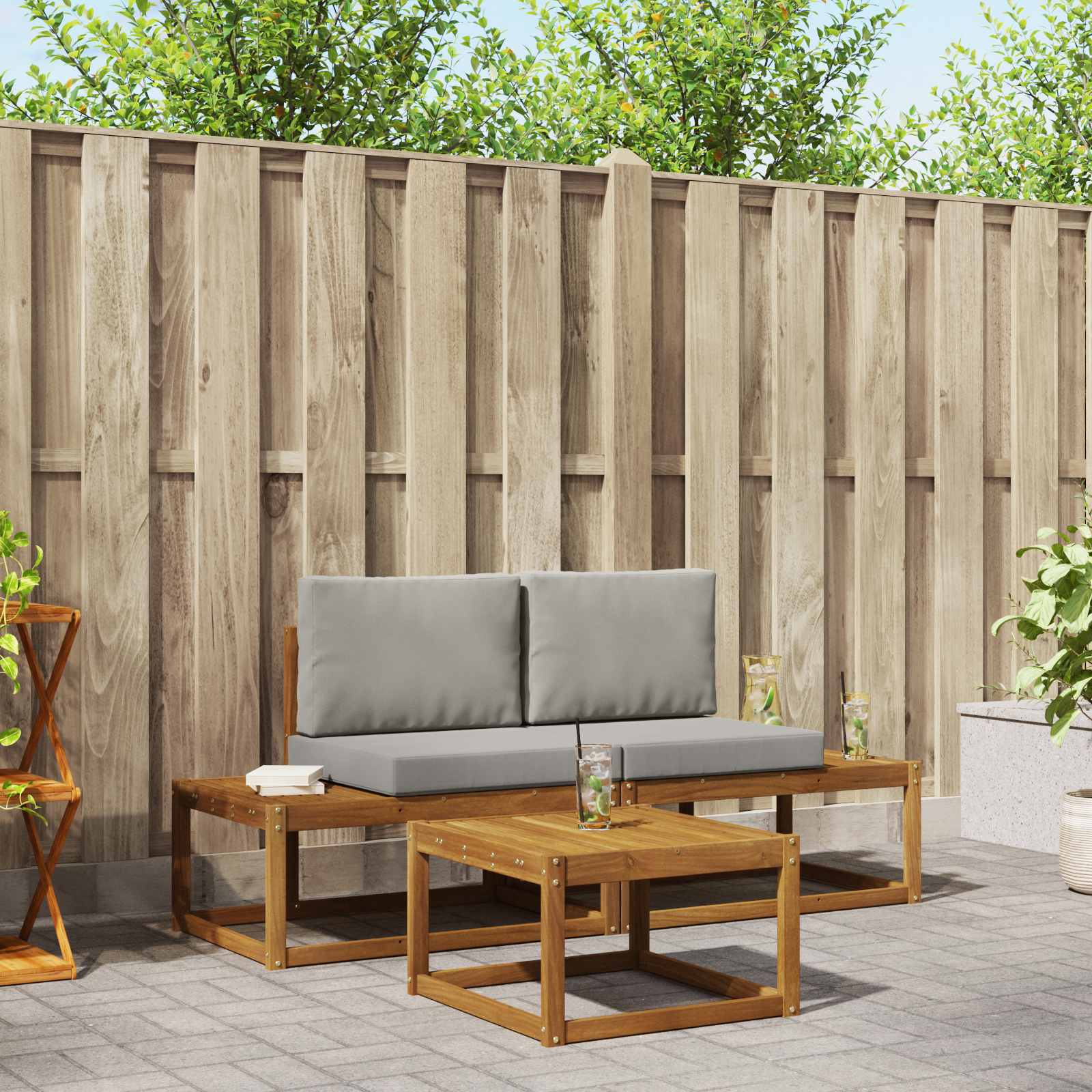 Outdoor-Sofagarnitur 3 stk. Natur