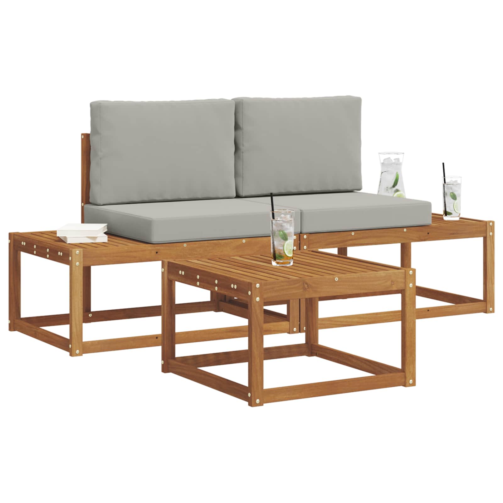 Outdoor-Sofagarnitur 3 stk. Natur