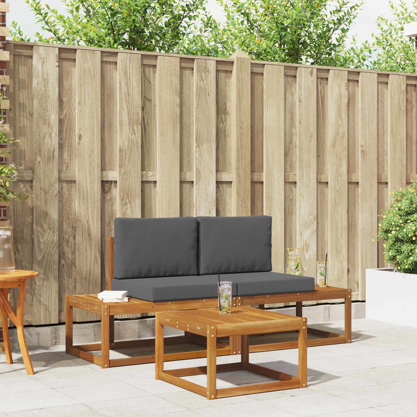 Outdoor-Sofagarnitur 3 stk. Natur