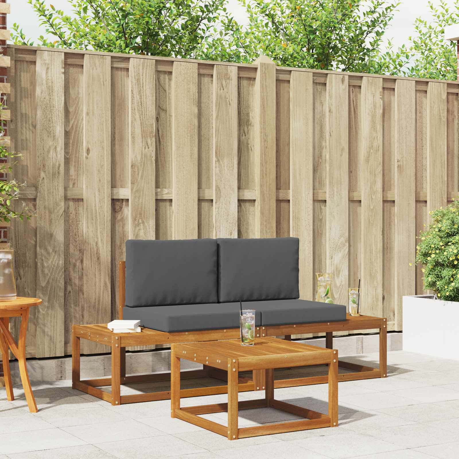 Outdoor-Sofagarnitur 3 stk. Natur