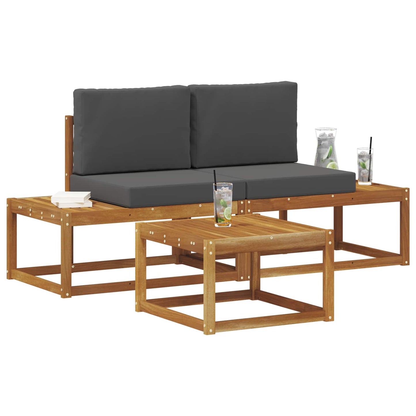 Outdoor-Sofagarnitur 3 stk. Natur