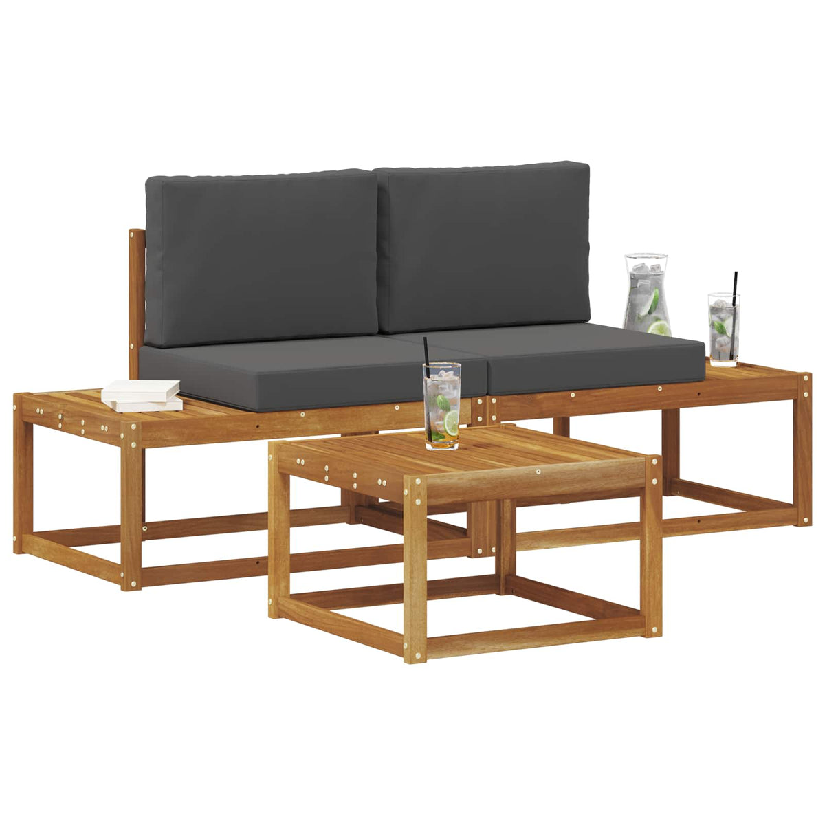 Outdoor-Sofagarnitur 3 stk. Natur