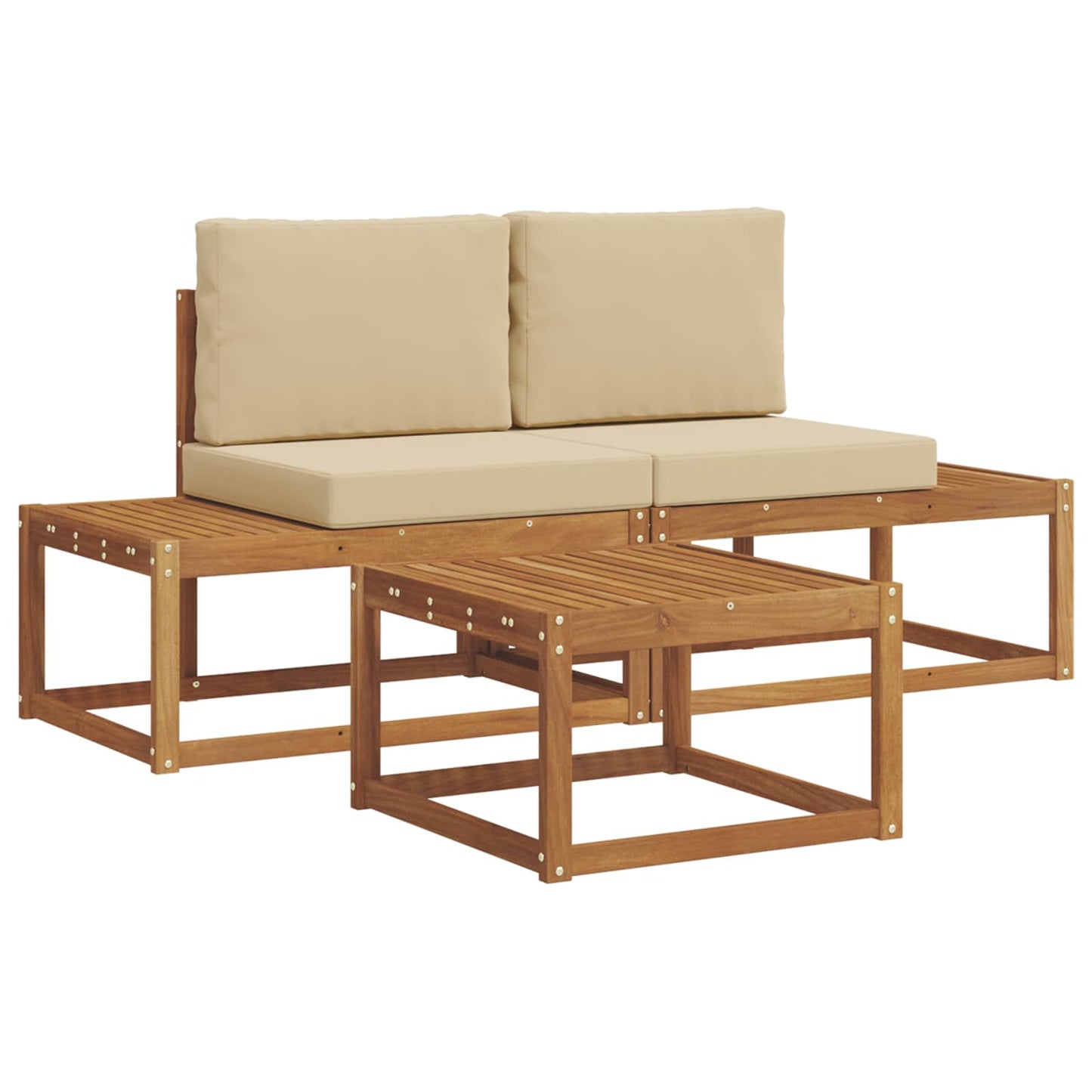 Outdoor-Sofagarnitur 3 stk. Natur