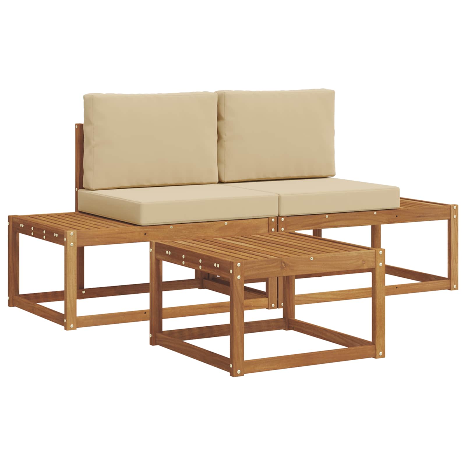 Outdoor-Sofagarnitur 3 stk. Natur