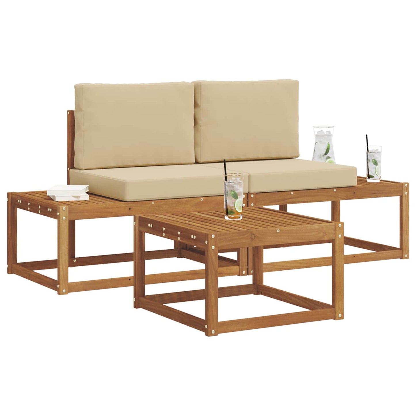 Outdoor-Sofagarnitur 3 stk. Natur