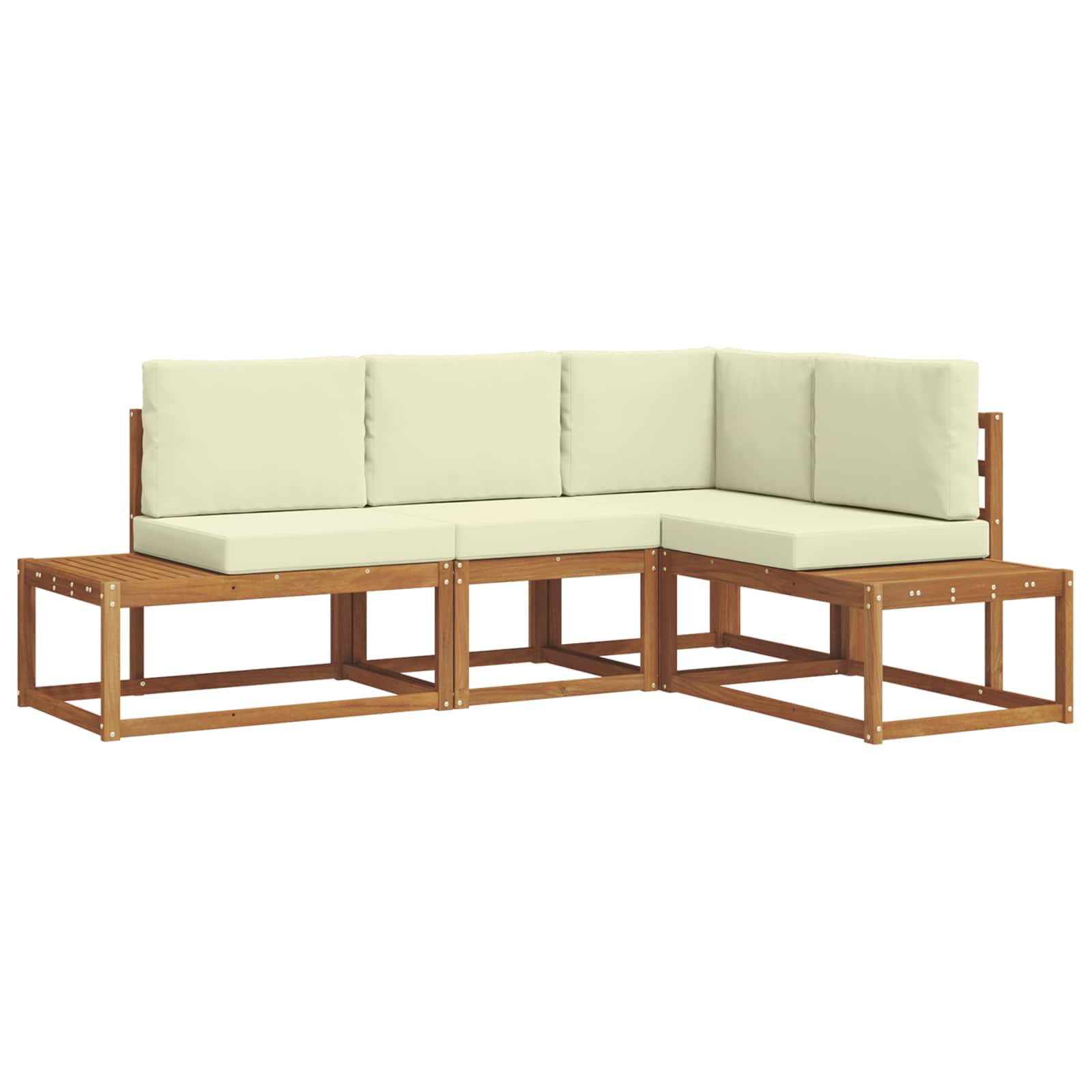 Outdoor-Sofagarnitur mit Kissen 4 Stück Natur und Creme