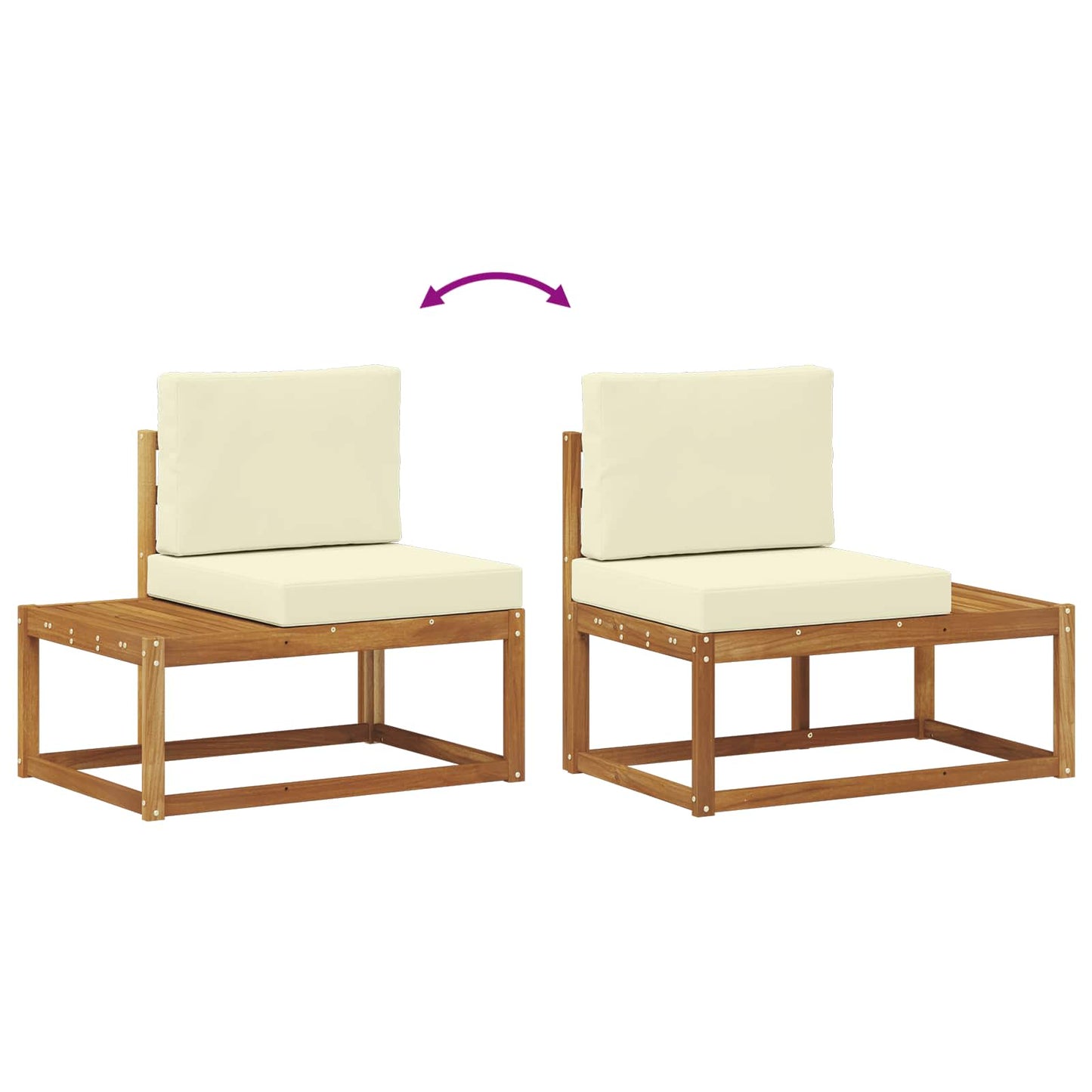 Outdoor-Sofagarnitur mit Kissen 4 Stück Natur und Creme