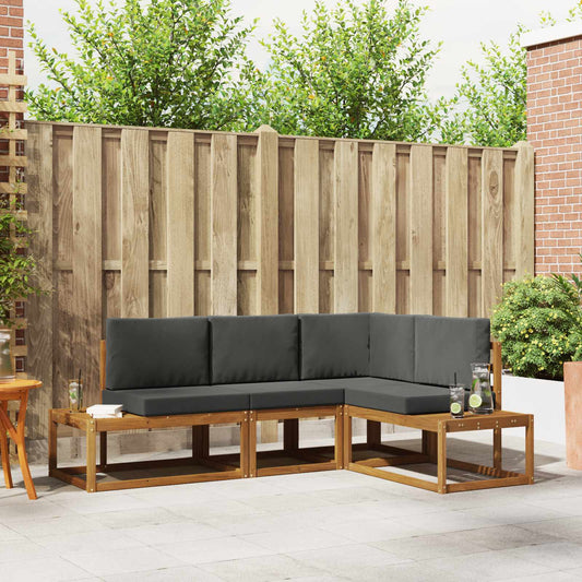 Outdoor-Sofagarnitur mit Kissen 4 Stück Natur und Anthrazit