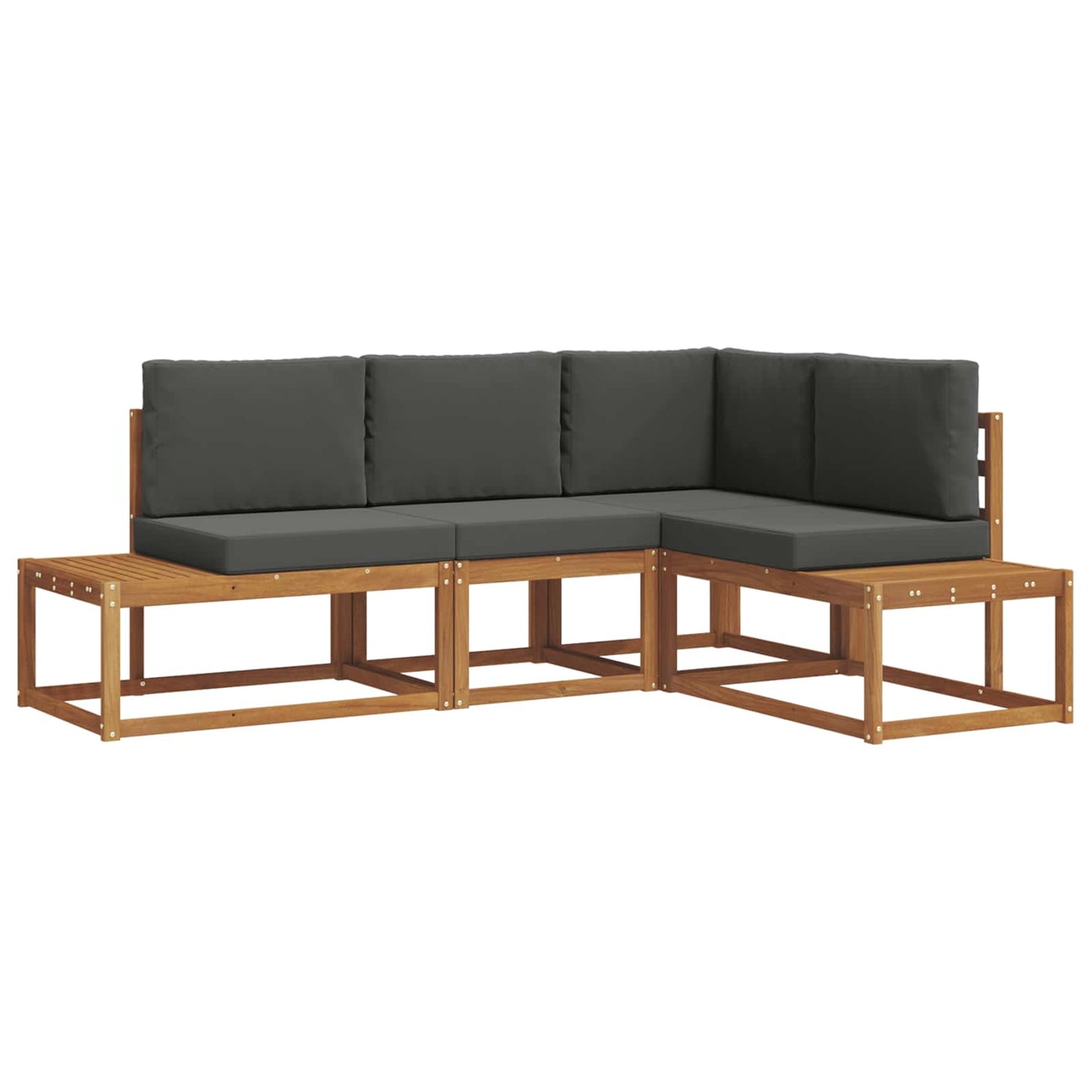 Outdoor-Sofagarnitur mit Kissen 4 Stück Natur und Anthrazit