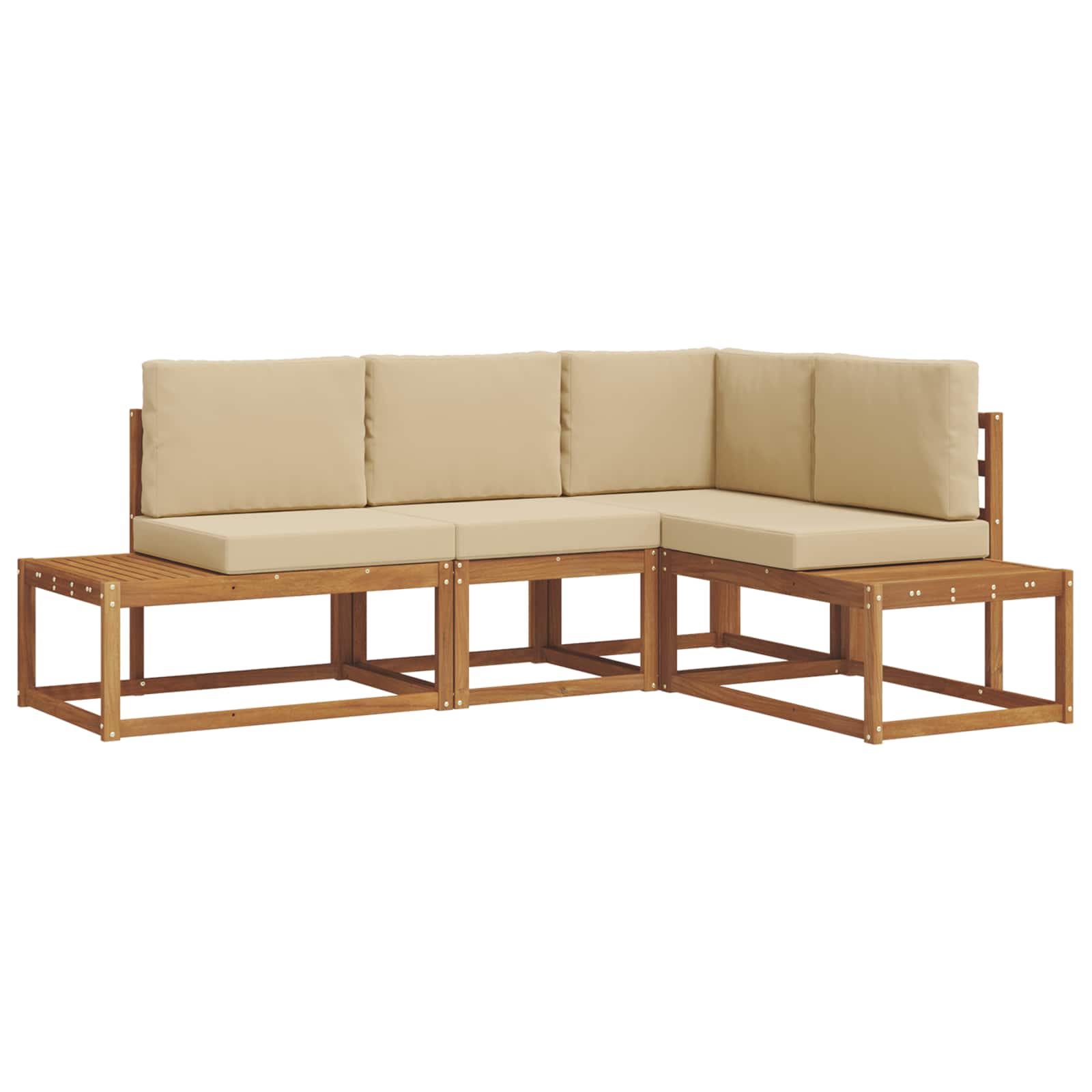 Outdoor-Sofagarnitur mit Kissen 4 Stück Natur und Beige