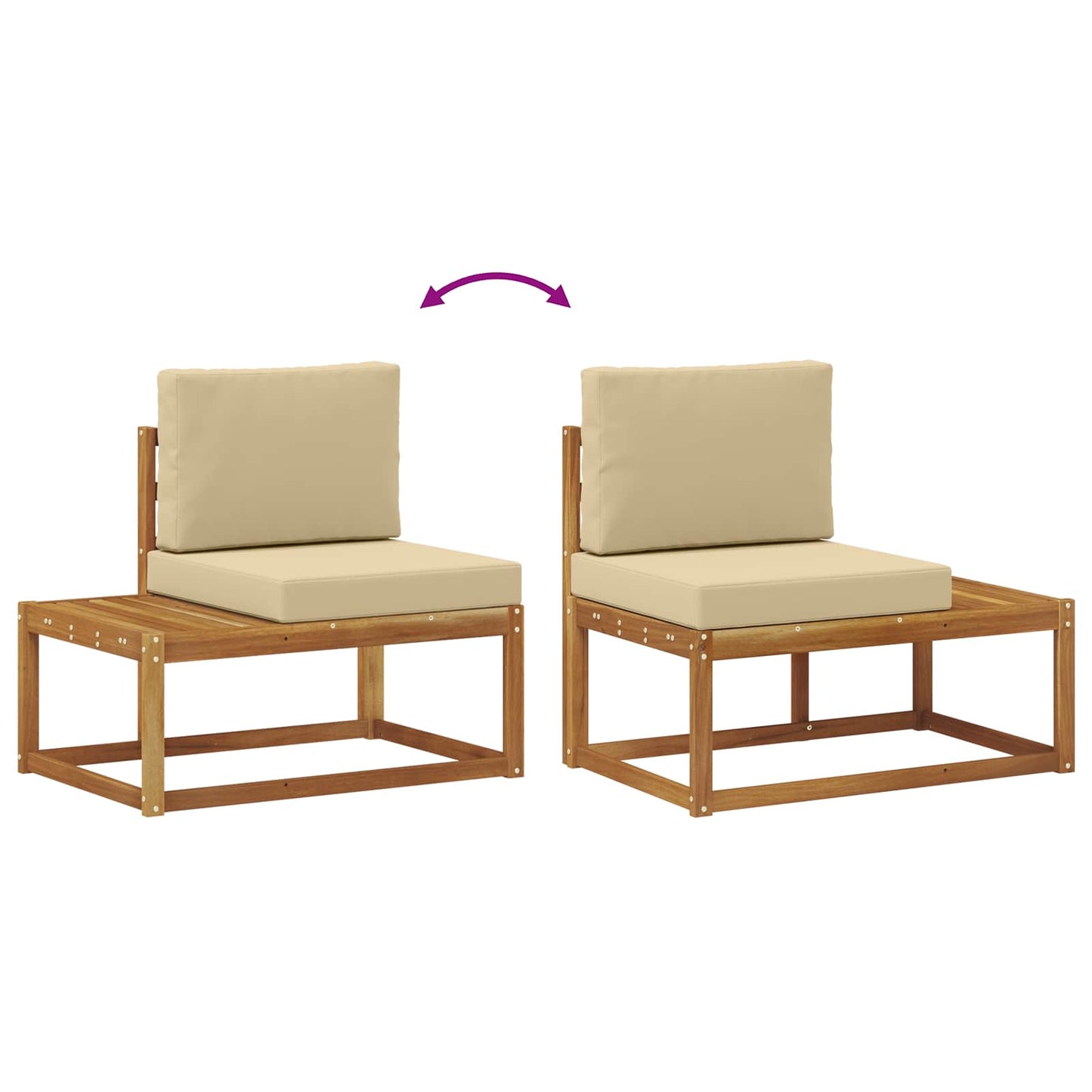 Outdoor-Sofagarnitur mit Kissen 4 Stück Natur und Beige