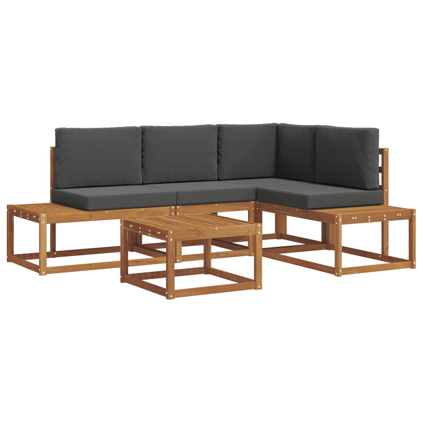 Outdoor-Sofagarnitur mit Kissen 5 Stück Natur und Anthrazit