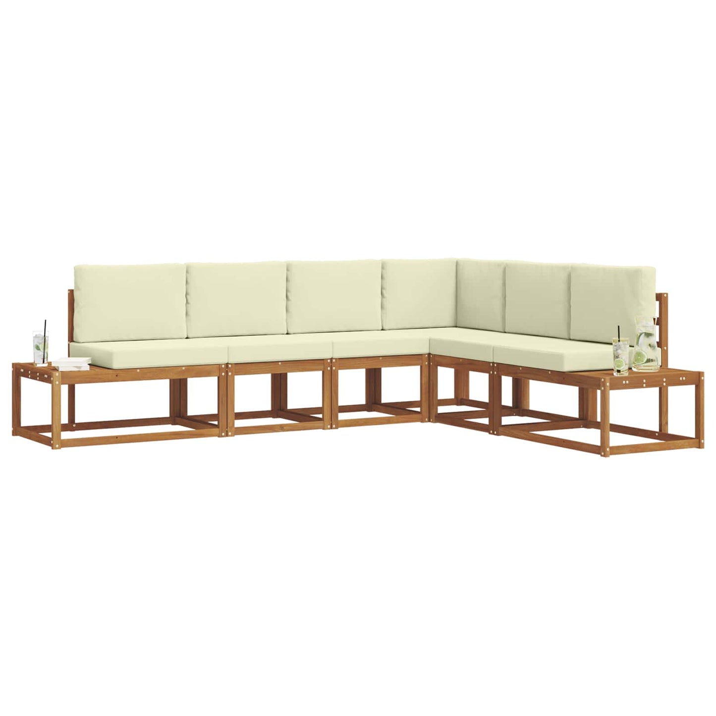 Outdoor-Sofagarnitur mit Kissen 6 Stück Natur und Creme