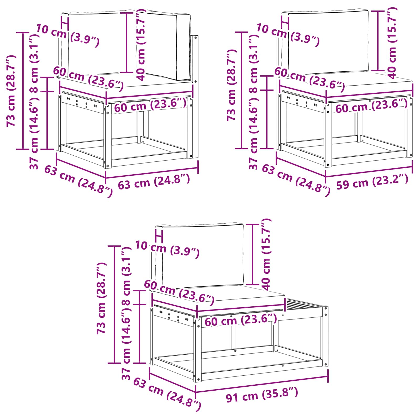 Outdoor-Sofagarnitur mit Kissen 6 Stück Natur und Creme