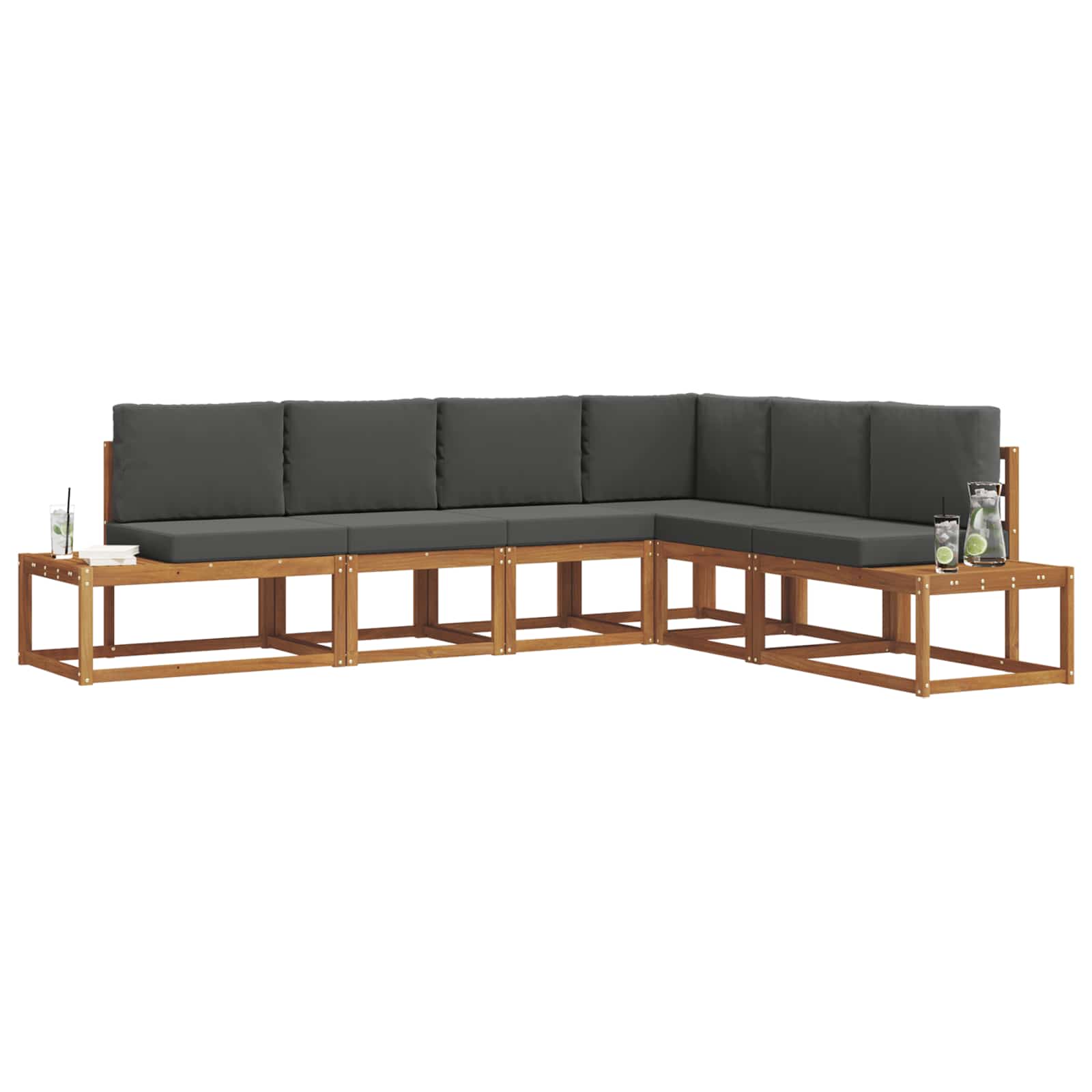 Outdoor-Sofagarnitur mit Kissen 6 Stück Natur und Anthrazit