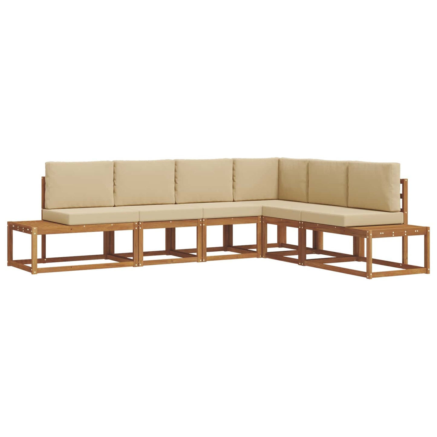 Outdoor-Sofagarnitur mit Kissen 6 Stück Natur und Beige