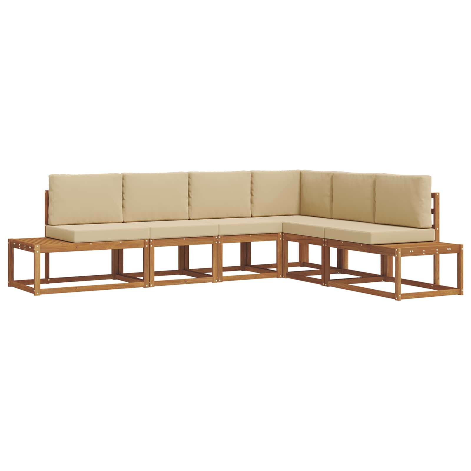 Outdoor-Sofagarnitur mit Kissen 6 Stück Natur und Beige