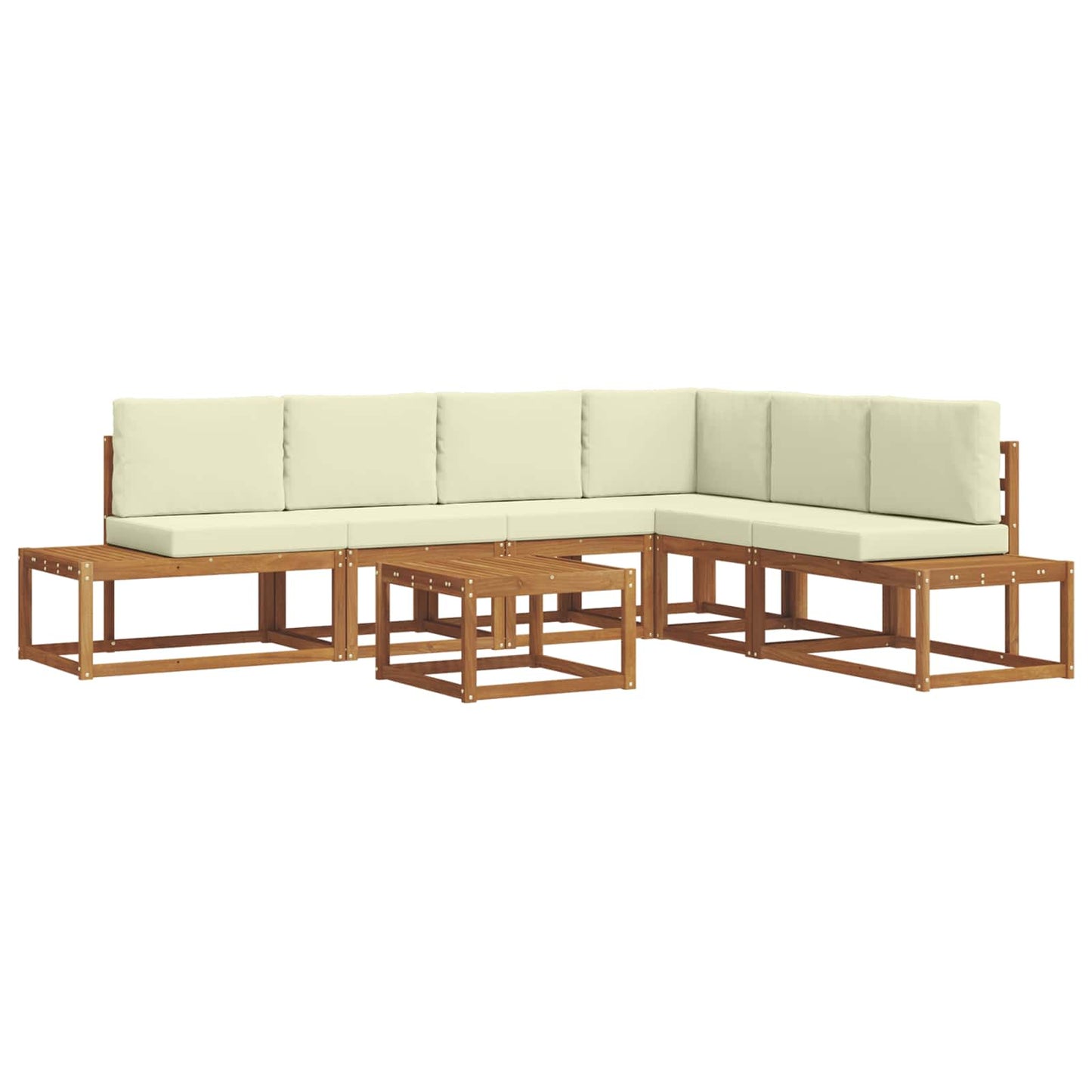 Outdoor-Sofagarnitur mit Kissen 7 Stück Natur und Creme