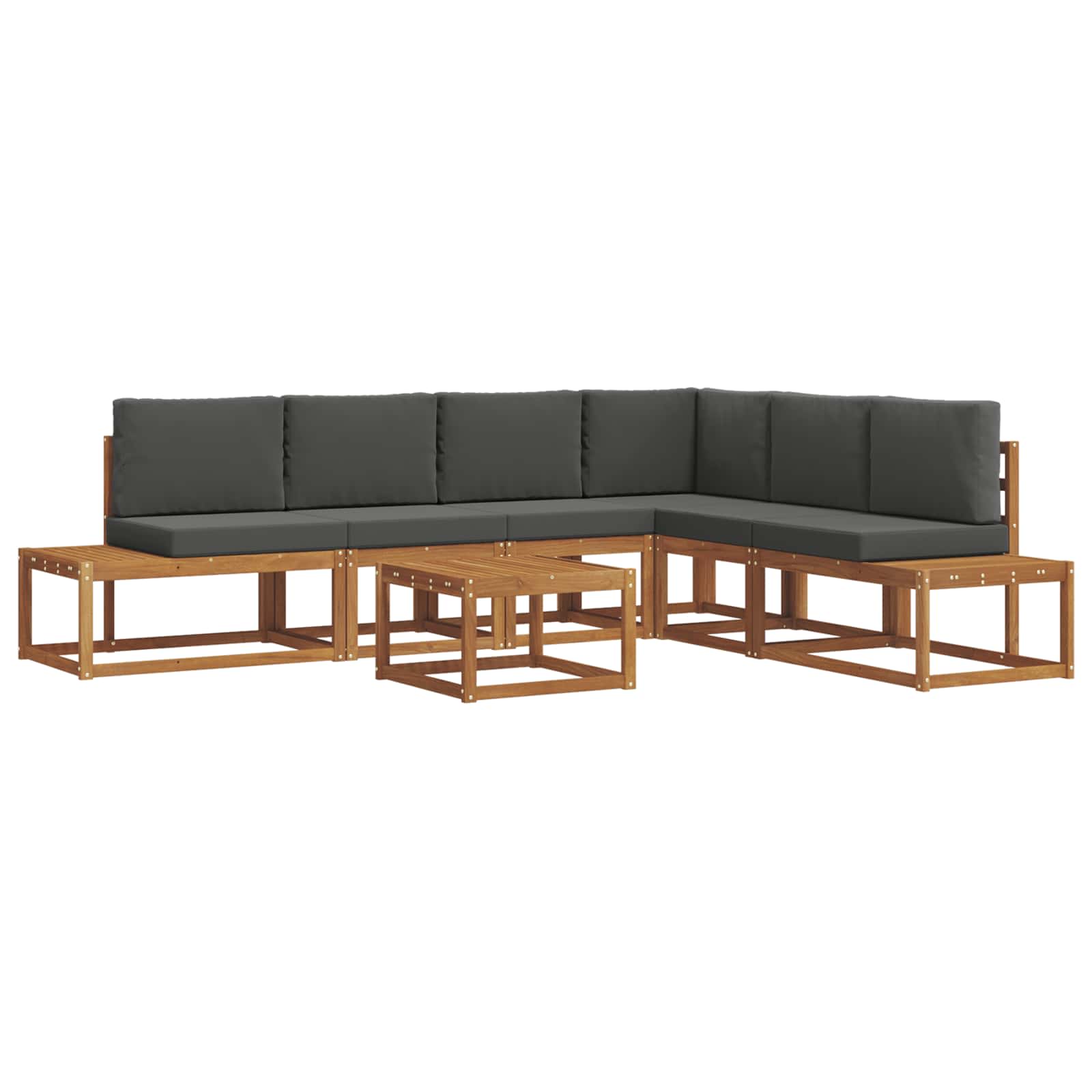 Outdoor-Sofagarnitur mit Kissen 7 Stück Natur und Anthrazit
