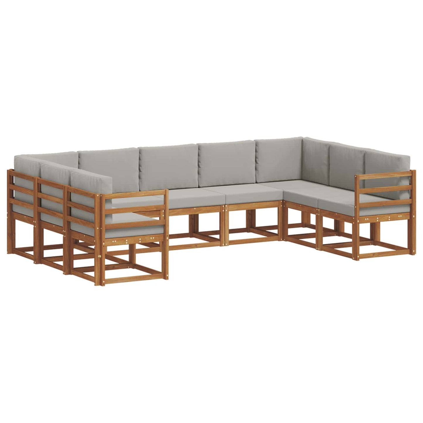 Outdoor-Sofagarnitur mit Kissen 9 pcs Natürlich und Hellgrau
