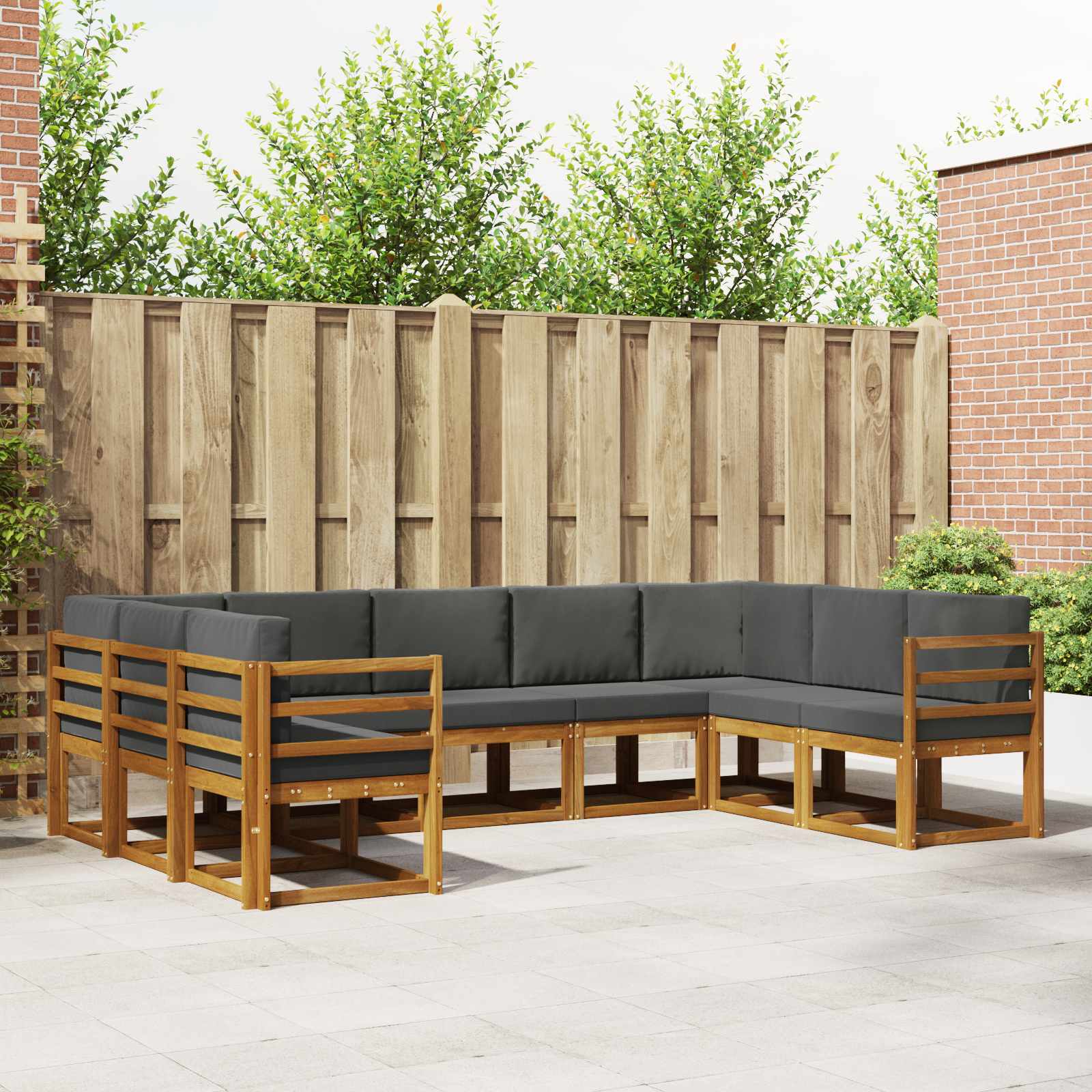 Outdoor-Sofagarnitur 9 stk. Natur und Anthrazit