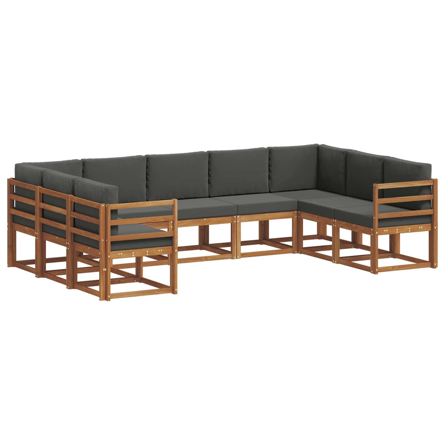 Outdoor-Sofagarnitur 9 stk. Natur und Anthrazit