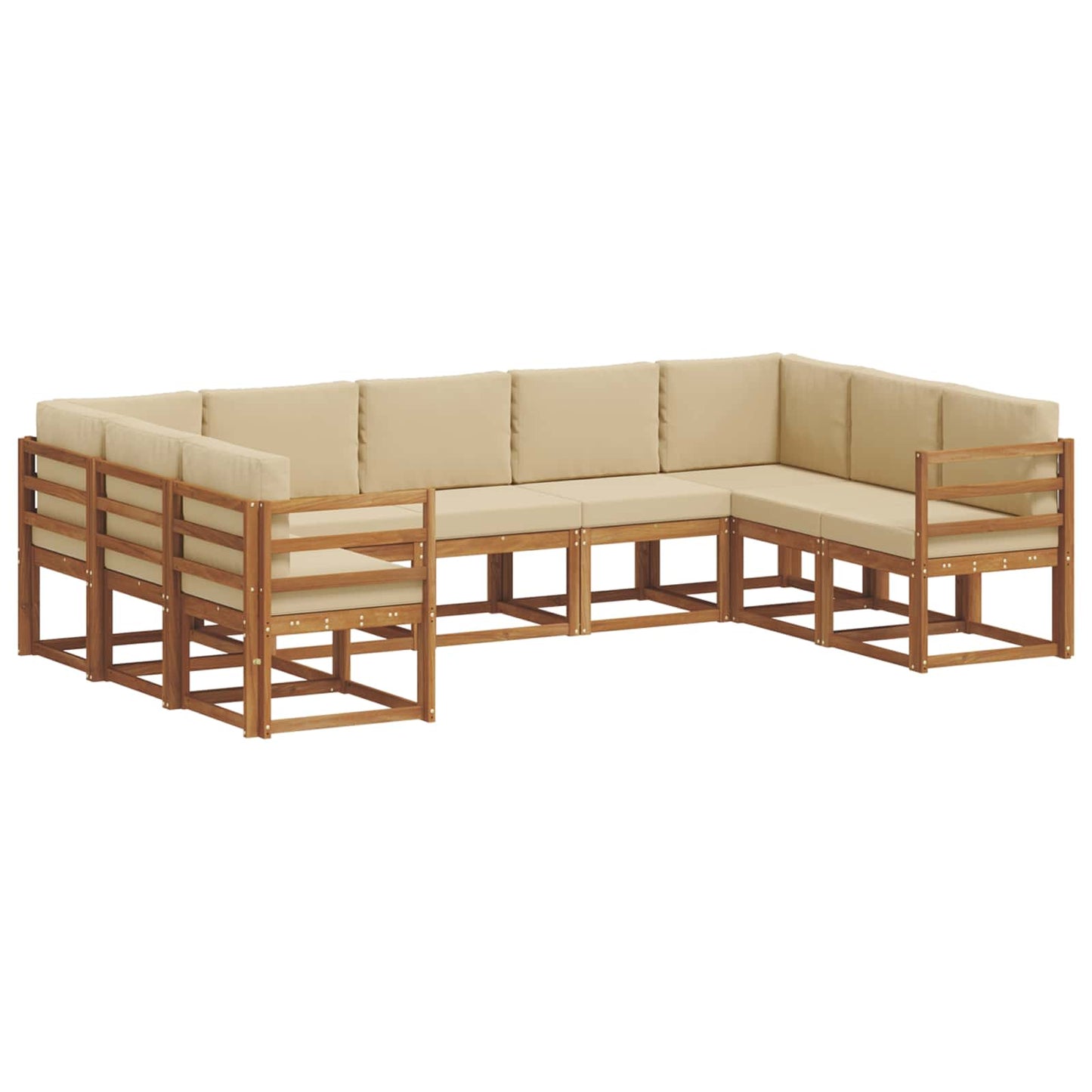 Outdoor-Sofagarnitur mit Kissen 9 pcs Natur und Beige